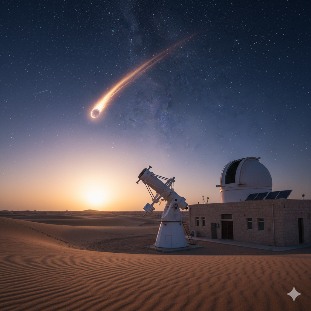Telescope at Al Khatim Observatory in Abu Dhabi tracking asteroid FA22 passing near Earth