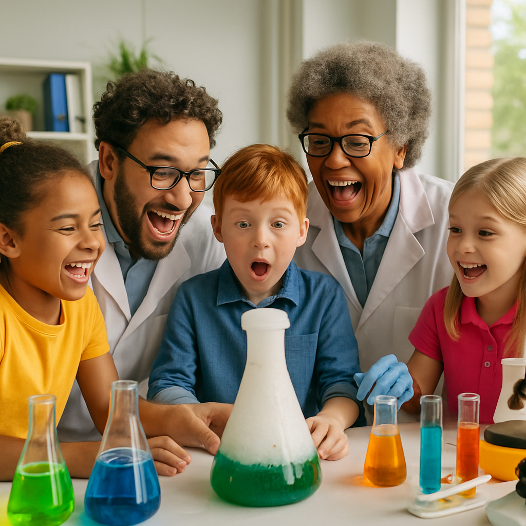 Kids exploring science in Abu Dhabi partnership lab