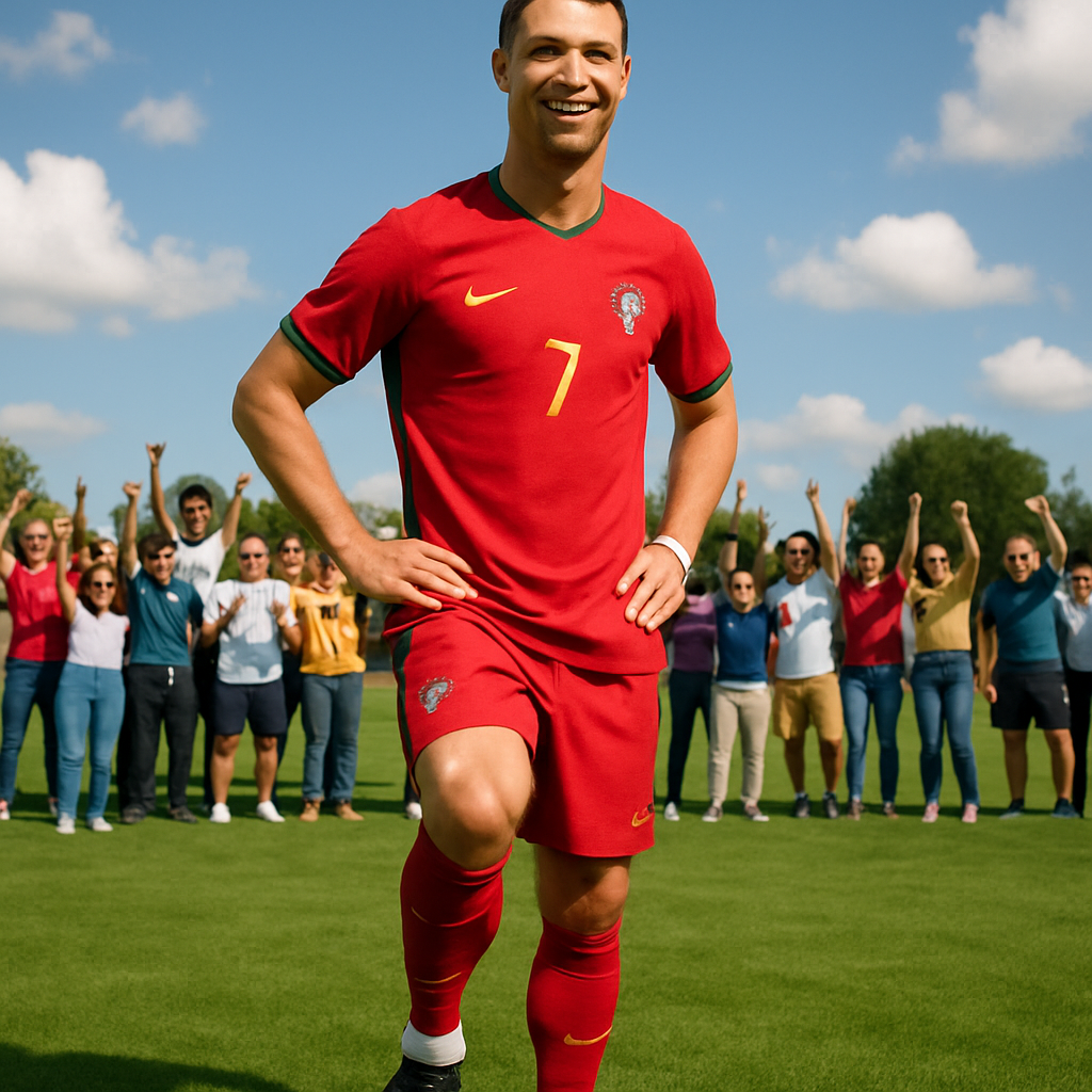 Cristiano Ronaldo on football field ready for match