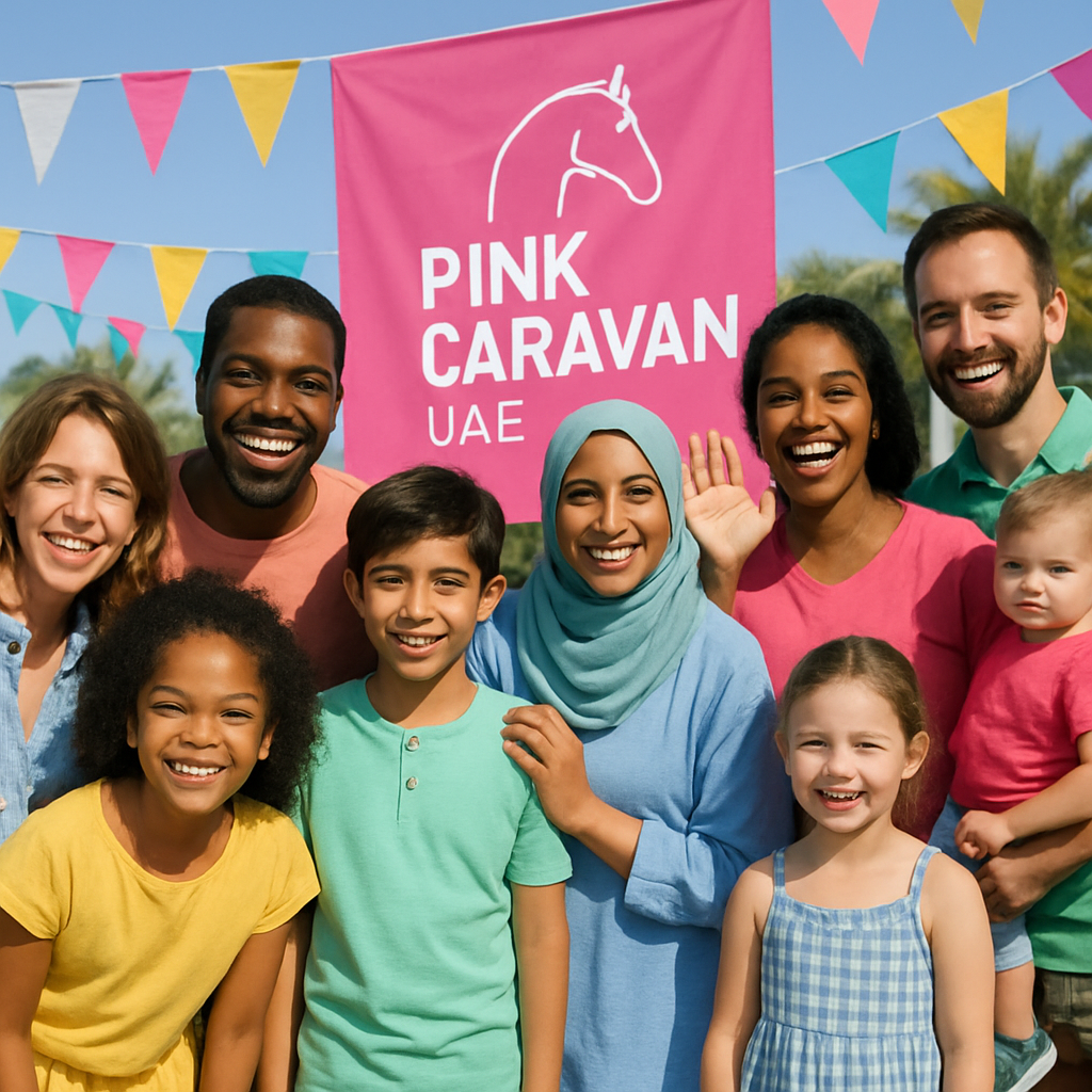 Families enjoying Pink Caravan UAE event