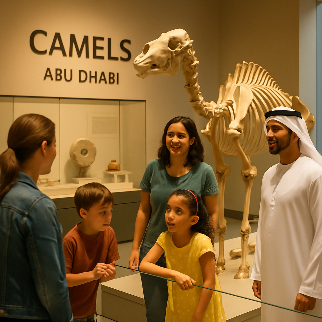 Visitors at a camel exhibit in Abu Dhabi's Zayed National Museum.
