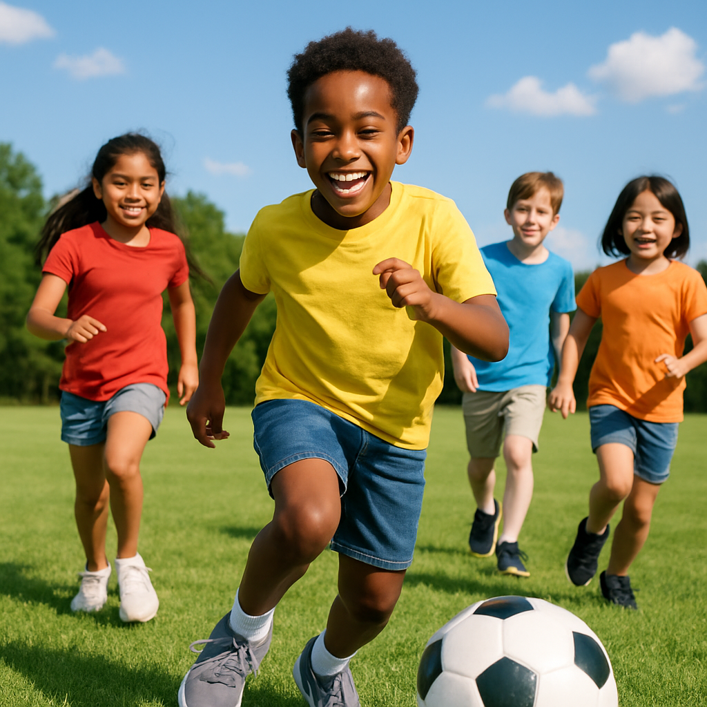 Kids playing soccer for Sunday Sports News